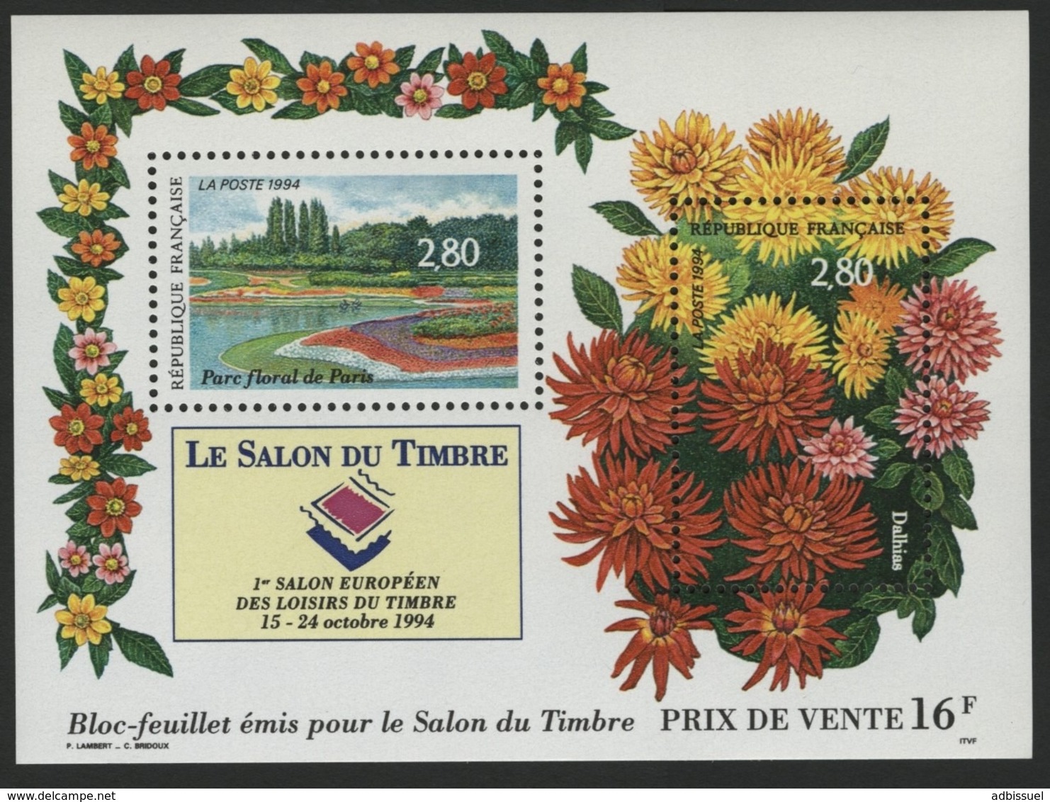 BF 16 "Le Salon Du Timbre 1994 Parc Floral De Paris". Cote 11 €. Neuf Sans Charnière **. TB - Nuovi