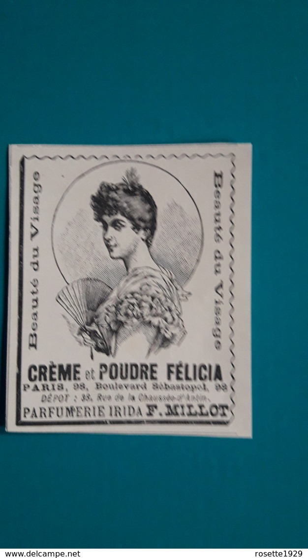 Ancienne Pub Crème De Poudre Félicia - Pubblicitari