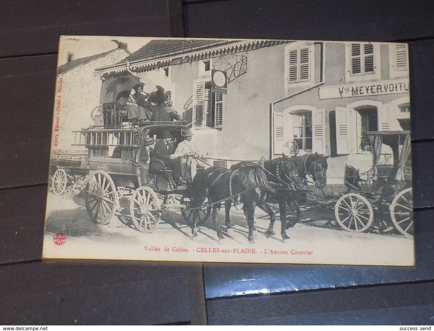 CPA CELLES-SUR-PLAINE. L'ANCIEN COURRIER, Mme VVE MEYERVOITURE... 1909 - Autres & Non Classés