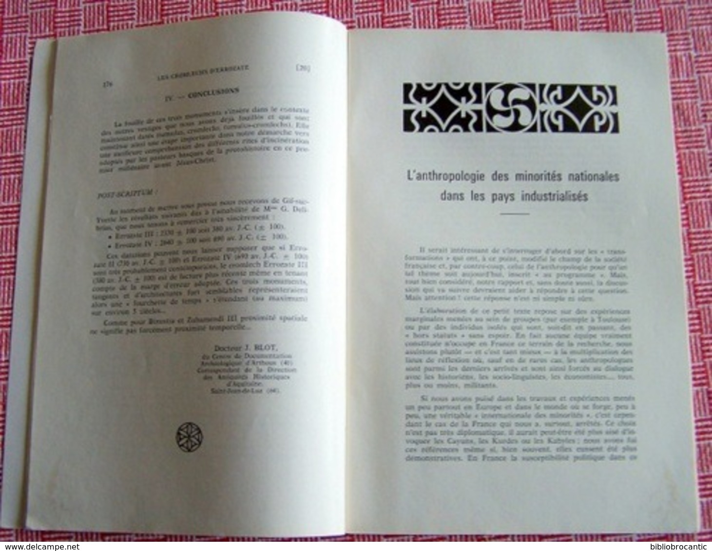 BULLETIN du MUSEE BASQUE n°78(4°tr/1977)CHROMLECHS ERROZATE/AINTZINA etc... /Sommaire sur scan