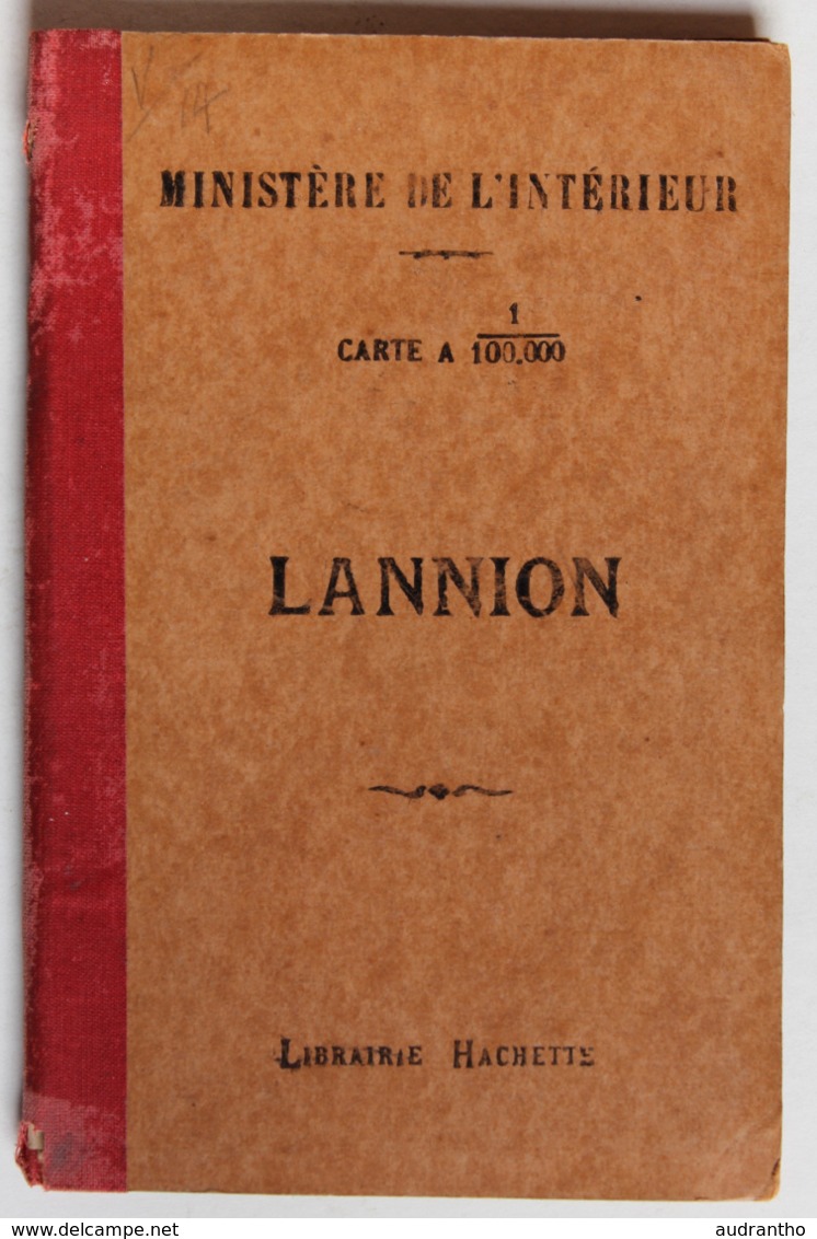 carte au 100.000 de Lannion tirage de 1925 Ministère de l'Intérieur Ministère de la Guerre Service Géographique Hachette