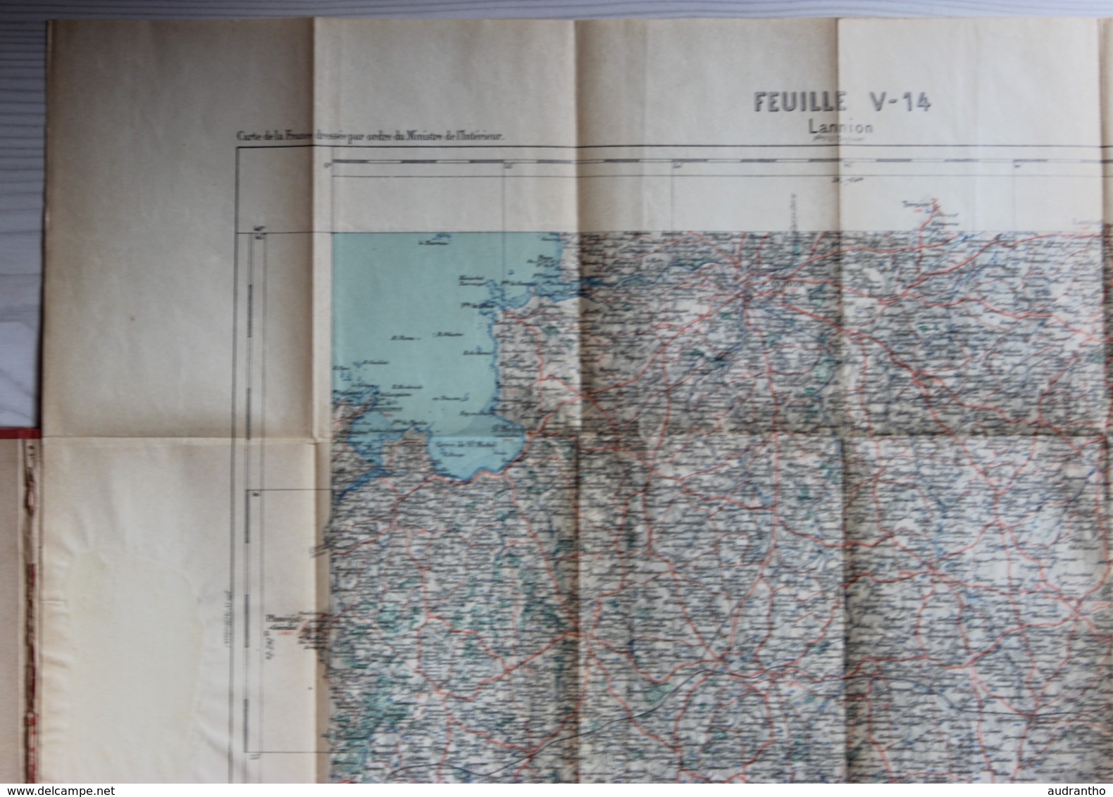 carte au 100.000 de Lannion tirage de 1925 Ministère de l'Intérieur Ministère de la Guerre Service Géographique Hachette