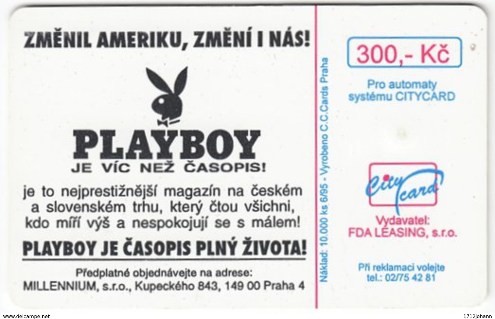 CZECH REP. D-425 Chip CityCard - People, Woman, Erotic, Playboy - Used - Tschechische Rep.