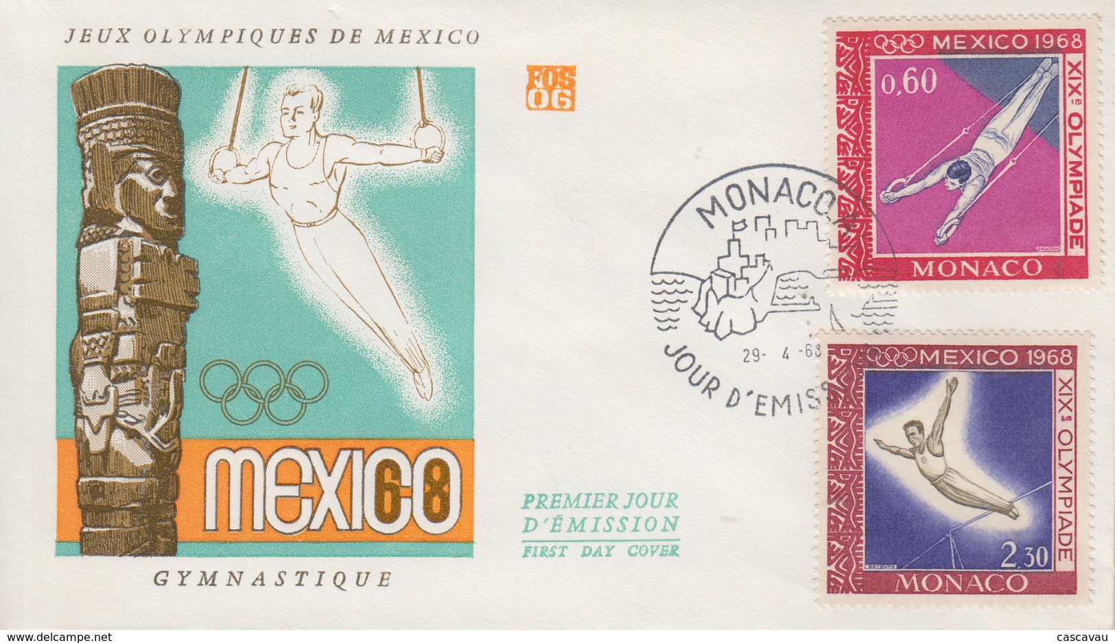 Enveloppe  FDC  1er  Jour  MONACO  Jeux  Olympiques  MEXICO   1968 - Summer 1968: Mexico City