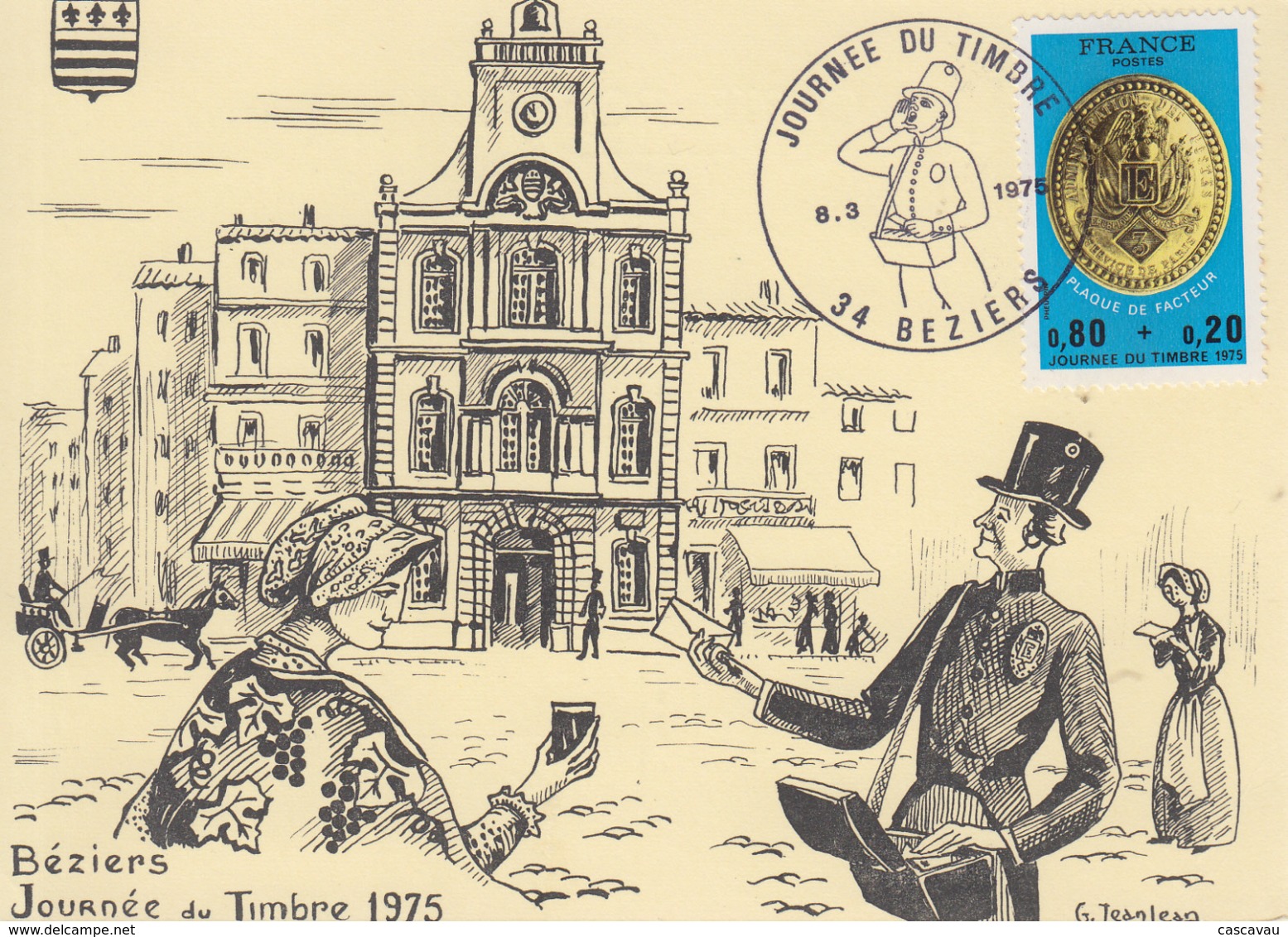 Carte  Locale  1er  Jour  JOURNEE  Du  TIMBRE    BEZIERS   1975 - Tag Der Briefmarke