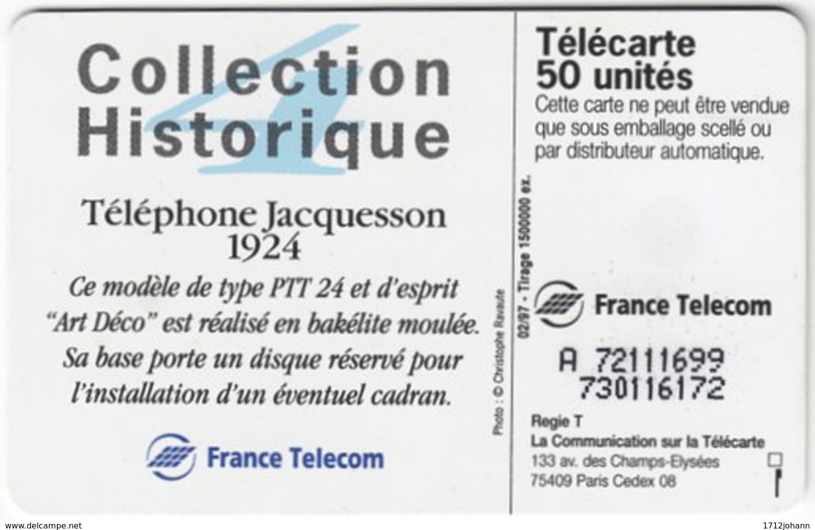 FRANCE C-779 Chip Telecom - Communication, Historic Telephone - Used - 1997