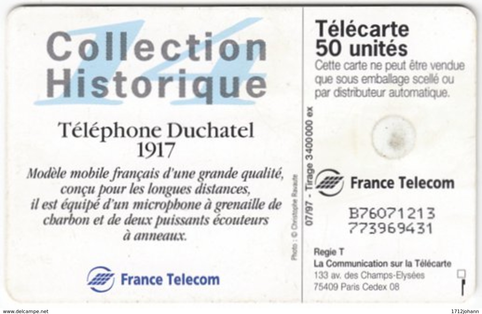 FRANCE C-785 Chip Telecom - Communication, Historic Telephone - Used - 1997