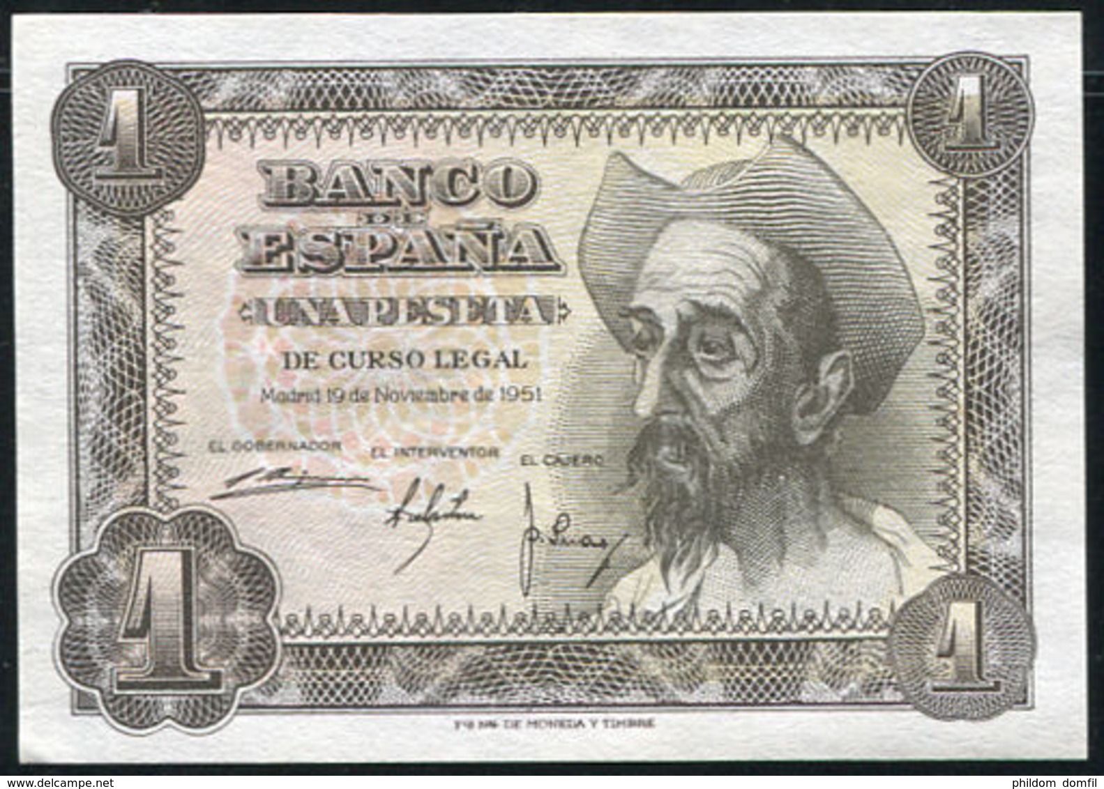 Ref. 158-262 - BIN SPAIN . 1951. 1 Peseta Spanish State 19th November 1951. 1 Peseta Estado Espa�ol 19 De Noviembre 1951 - 1-2 Pesetas