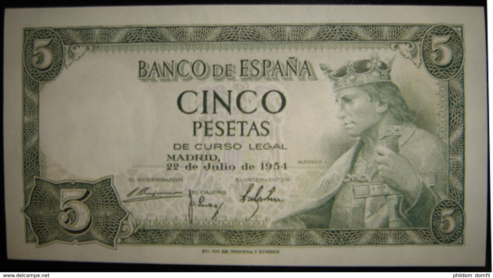 Ref. 183-305 - BIN SPAIN . 1954. 5 Pesetas Alfonso X 1954. 5 Pesetas Alfonso X 1954 - 5 Pesetas