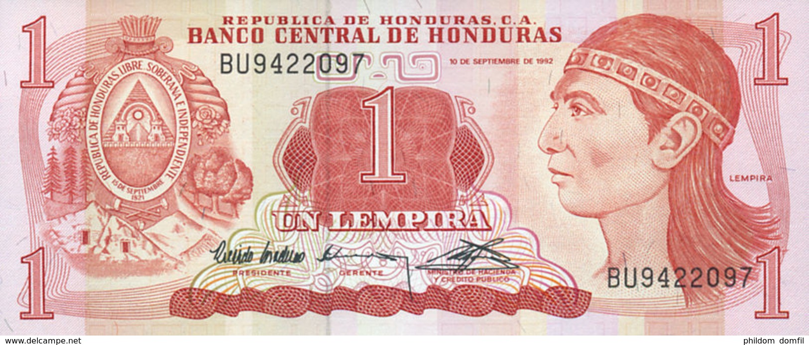 Ref. 535-931 - BIN HONDURAS . 1992. 1 LEMPEIRA HONDURAS 1992	. 1 LEMPEIRA HONDURAS 1992 - Honduras