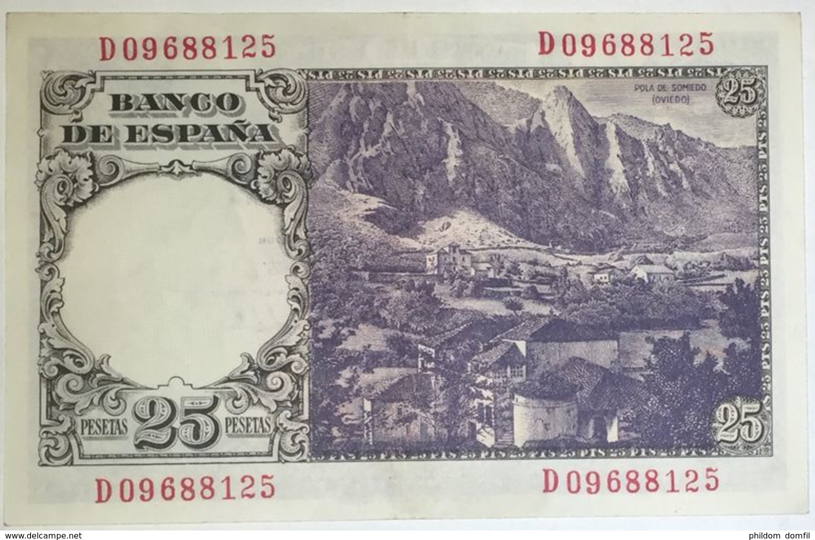 Ref. 230-1088 - BIN SPAIN . 1946. 25 Pesetas 19th February 1946 - Florez Estrada.. 25 Pesetas 19 De Febrero 1946 - Flore - 25 Pesetas