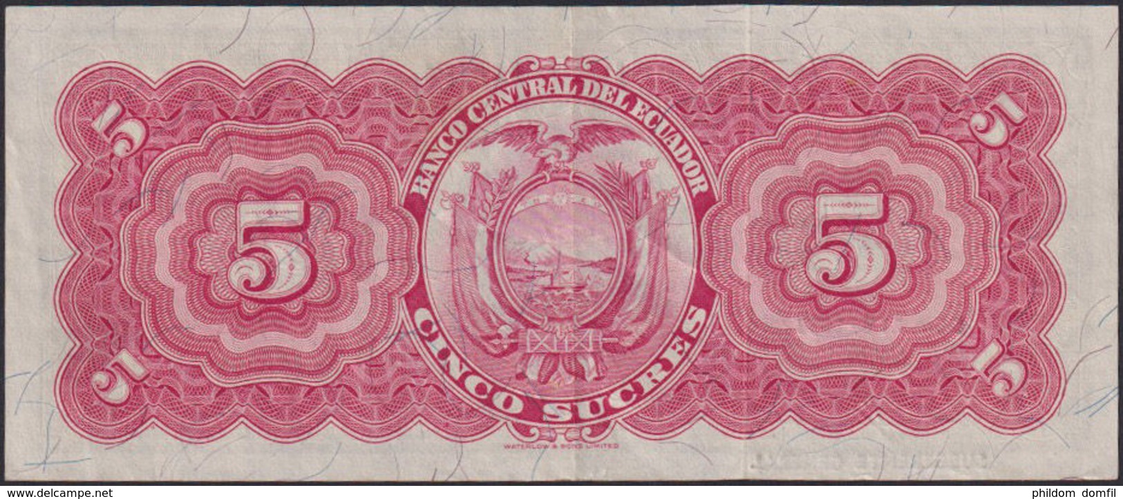 Ref. 820-1242 - BIN ECUADOR . 1953. 	ECUADOR 5 SUCRES 1953	. ECUADOR 5 SUCRES 1953 - Ecuador