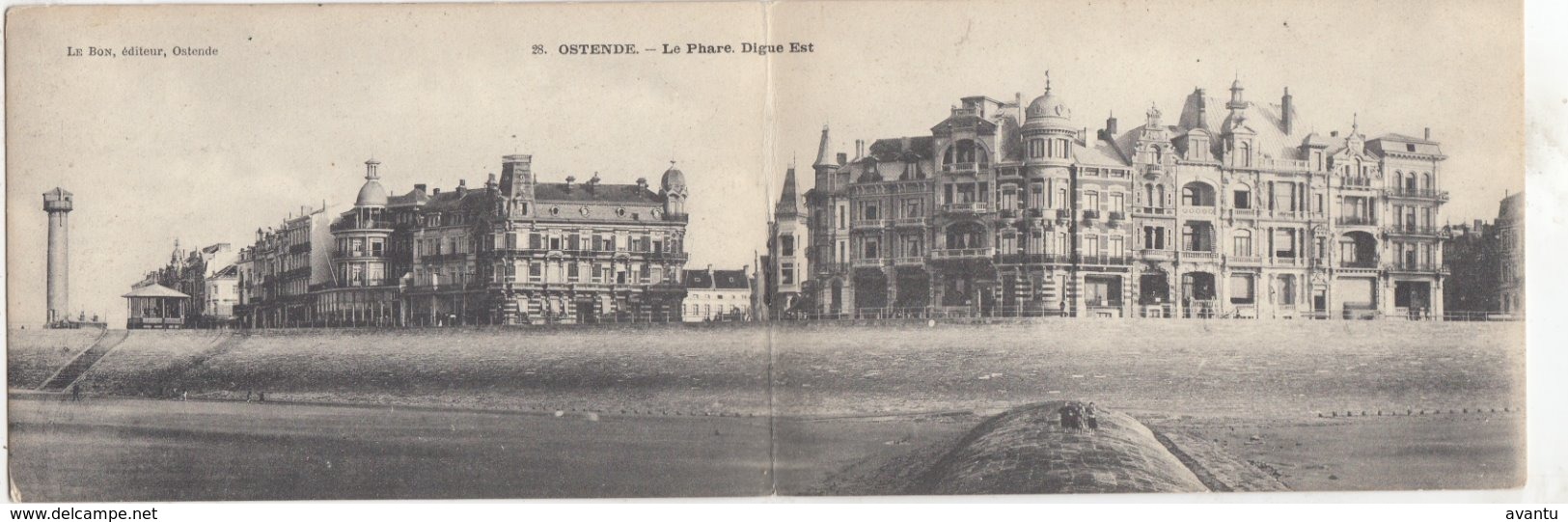 OOSTENDE / PANORAMAKAART / VUURTOREN EN ZEEDIJK  1908 - Oostende