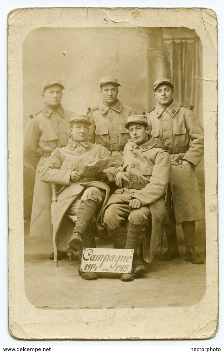 Jeune Homme Man Militaire 14-18 WW1  Soldat Carte Photo Rppc Groupe Campagne 1914 1915 23e Regiment - Oorlog, Militair