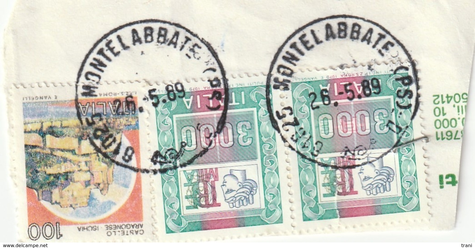 MONTELABBATE  - TIMBRO DELL'UFFICIO POSTALE - Anno 1989 - Posta