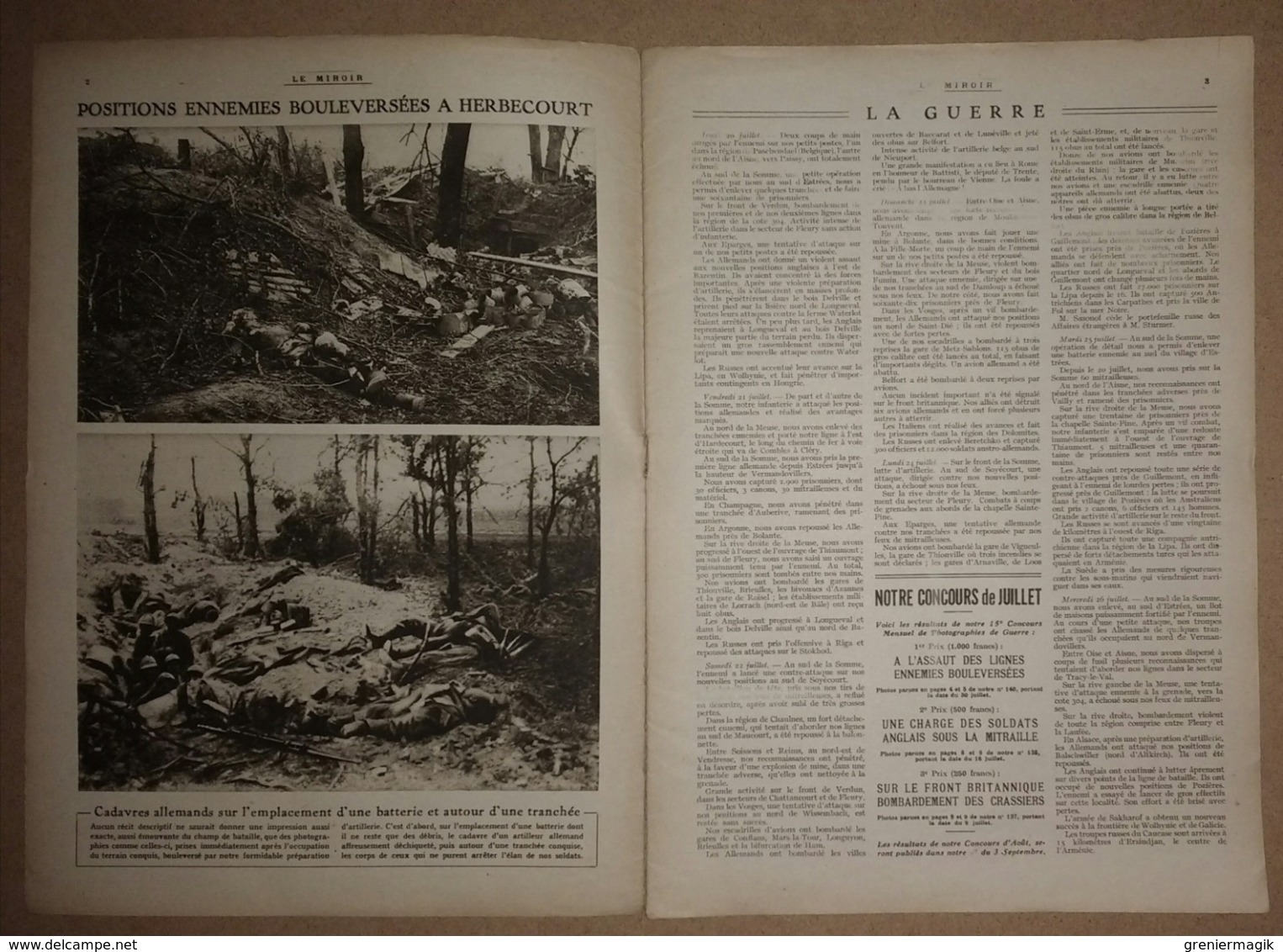 Le Miroir Du 6/08/1916 Herbecourt - La Capture Du Sous-marin Allemand "U-C-5" - Moulin De Fargny - Erzindjan - - Andere & Zonder Classificatie