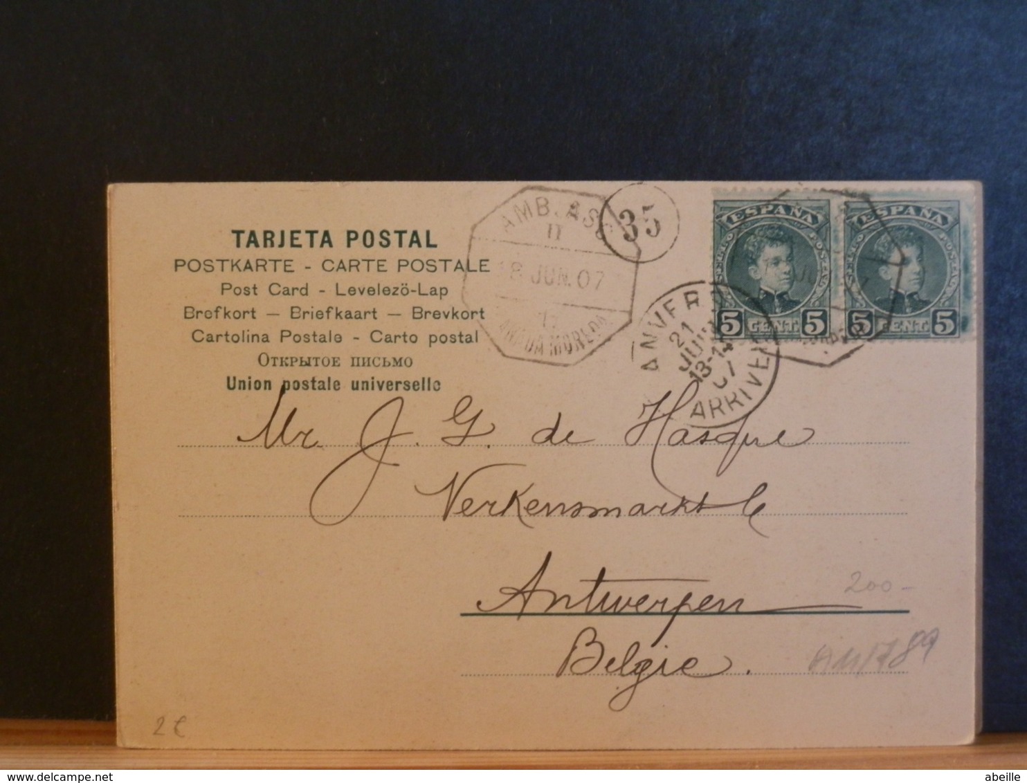 A11/789   CP  POUR LA BELG. 1907  AMB. - Covers & Documents