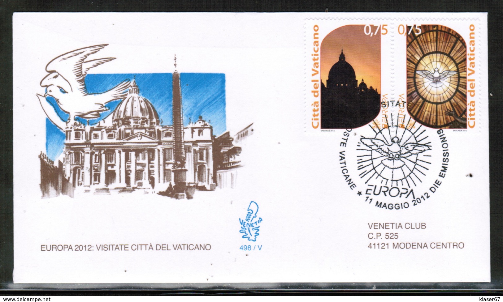 CEPT 2012 VA MI 1740-41 VATICAN FDC - 2012