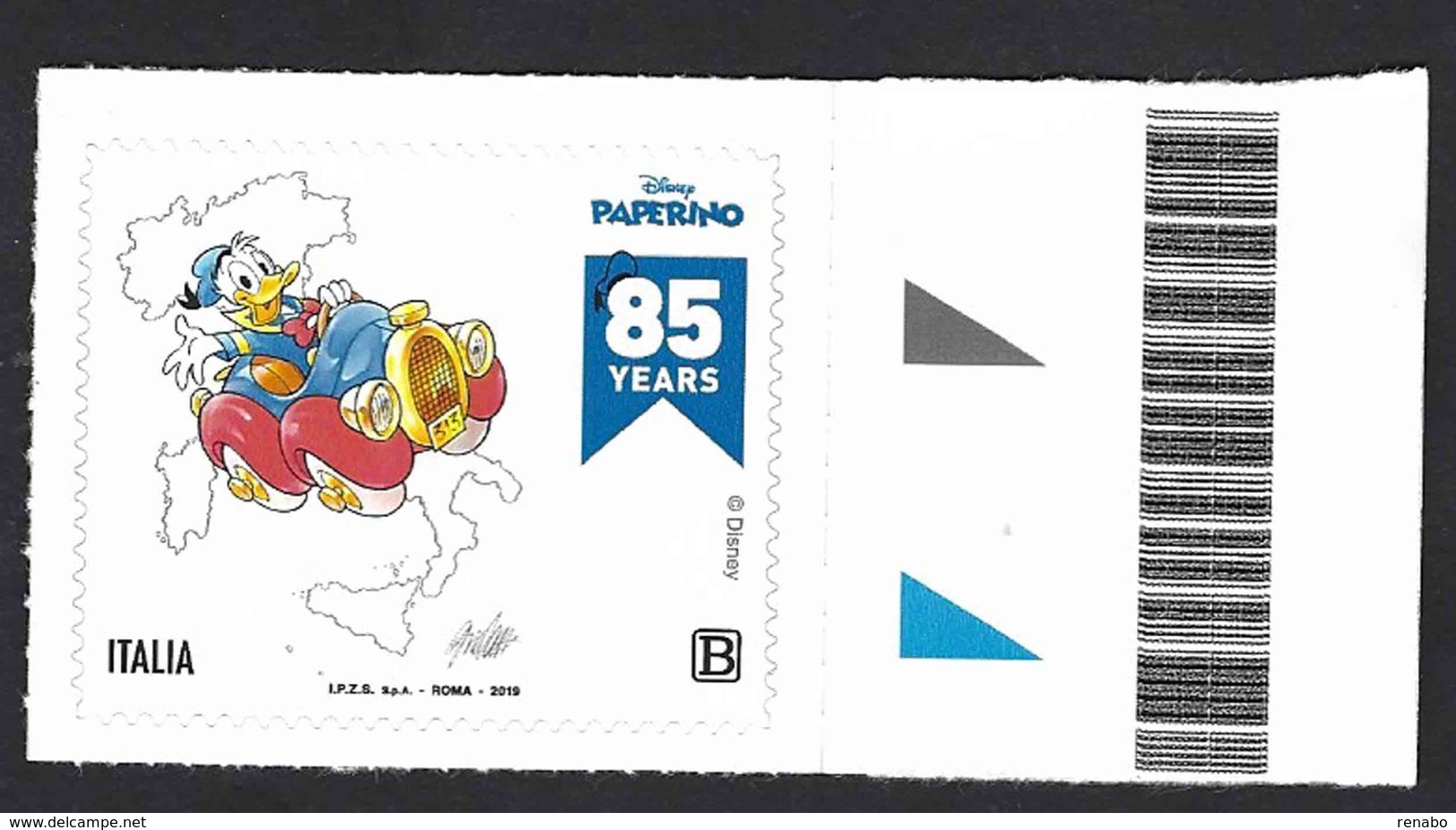 Italia, Italy, Italien, Italie 2019; Car Used By Donald Duck, Automobile Usata Da Paperino; Board Stamp. - Automobili