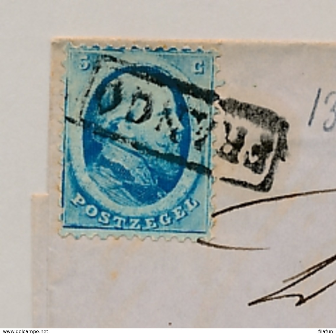 Nederland - 1866 - 5 Cent Willem III, 2e Emissie - Enkelfrankering Op Omslag Van Amsterdam Naar Zaandam - Briefe U. Dokumente