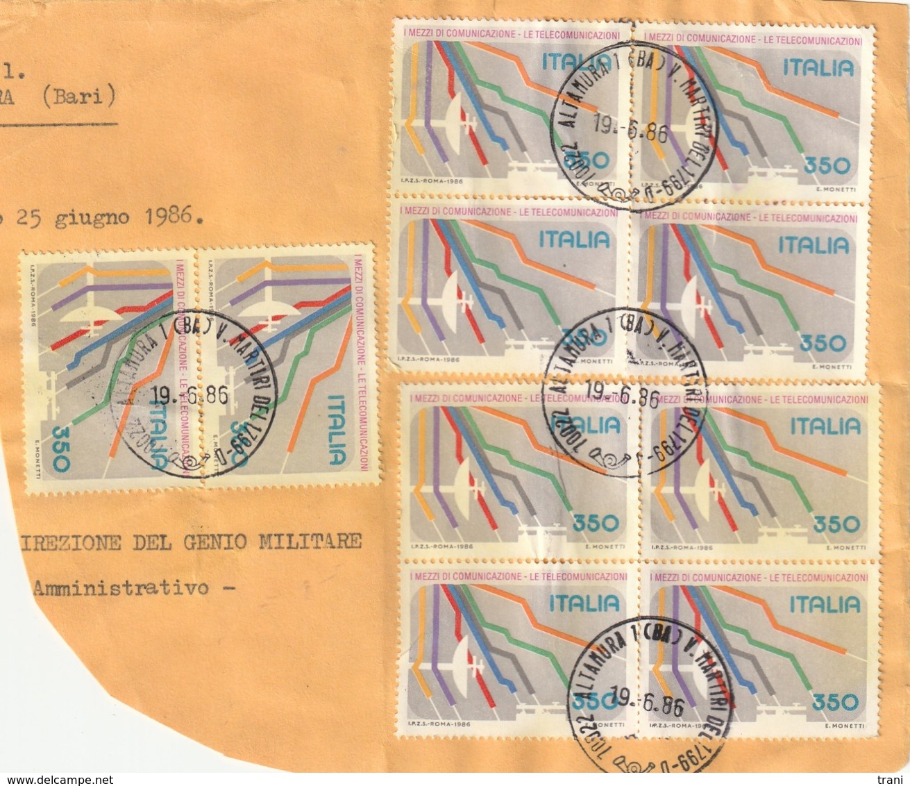 ALTAMURA . V. Martiri Del 99 - TIMBRO DELL'UFFICIO POSTALE - Anno 1986 - Posta