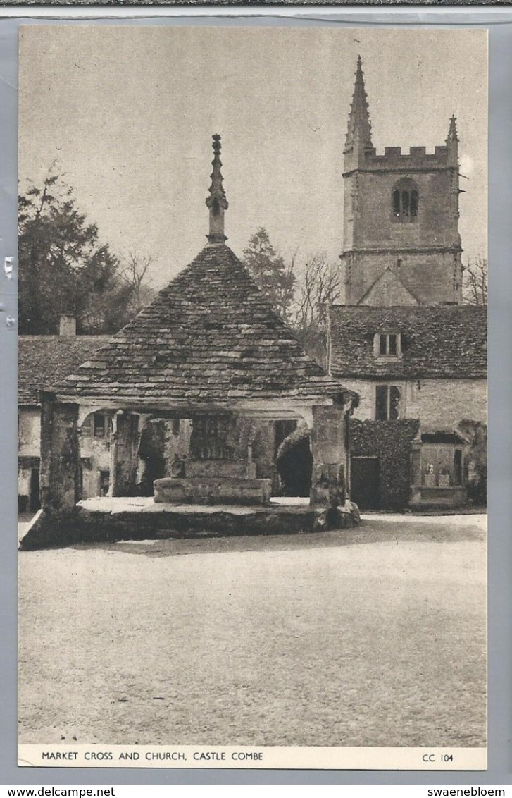 UK.- CASTLE COMBE. Wiltshire. MARKET CROSS AND CHURCH. CC 104. GREETINGS FROM .... Ongelopen. - Andere & Zonder Classificatie