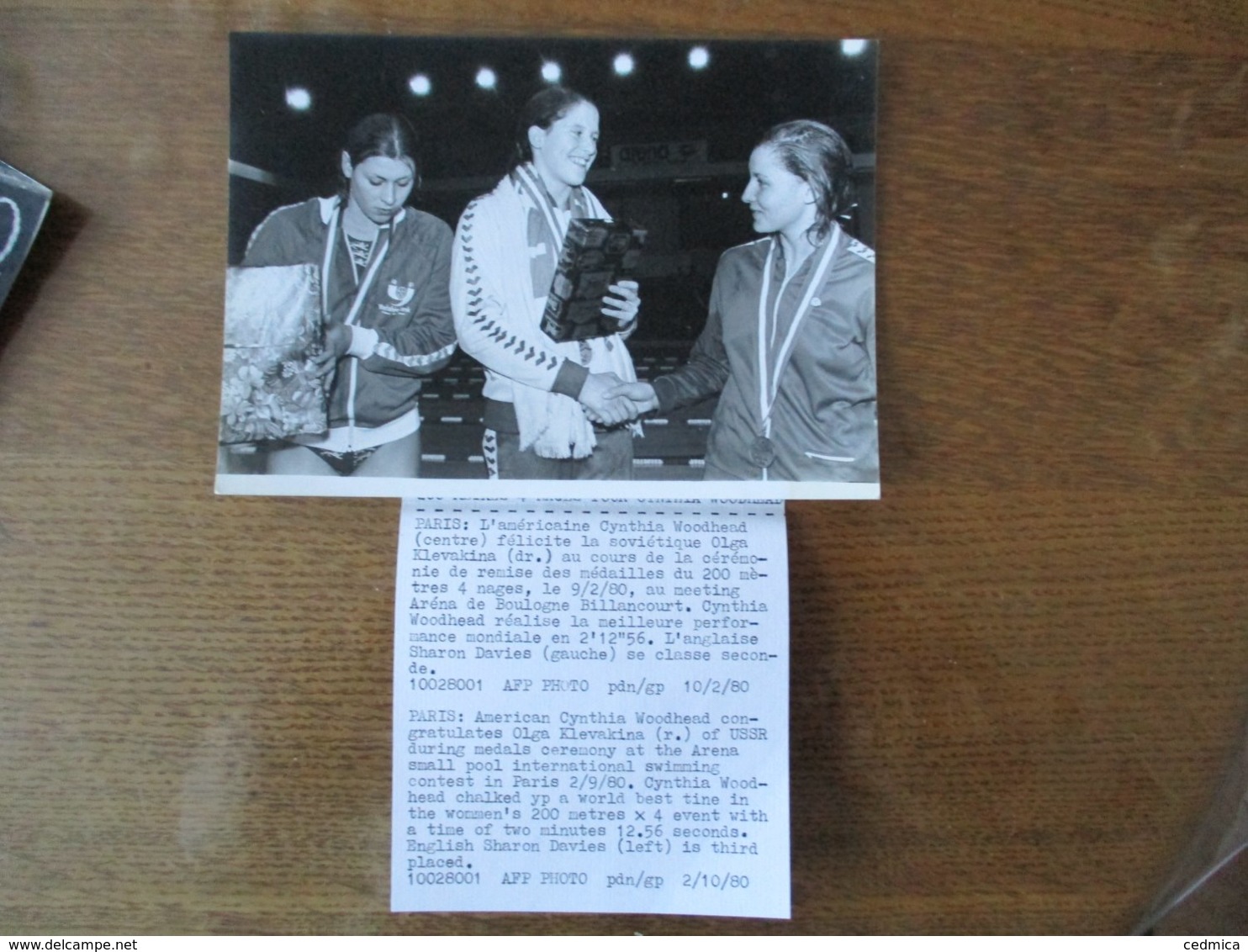 MEETING ARENA BOULOGNE BILLANCOURT 9/2/80 CYNTHIA WOODHEAD,SNARON DAVIES ET OLGA KLEVAKINA PHOTO AFP 18cm/12cm - Sports