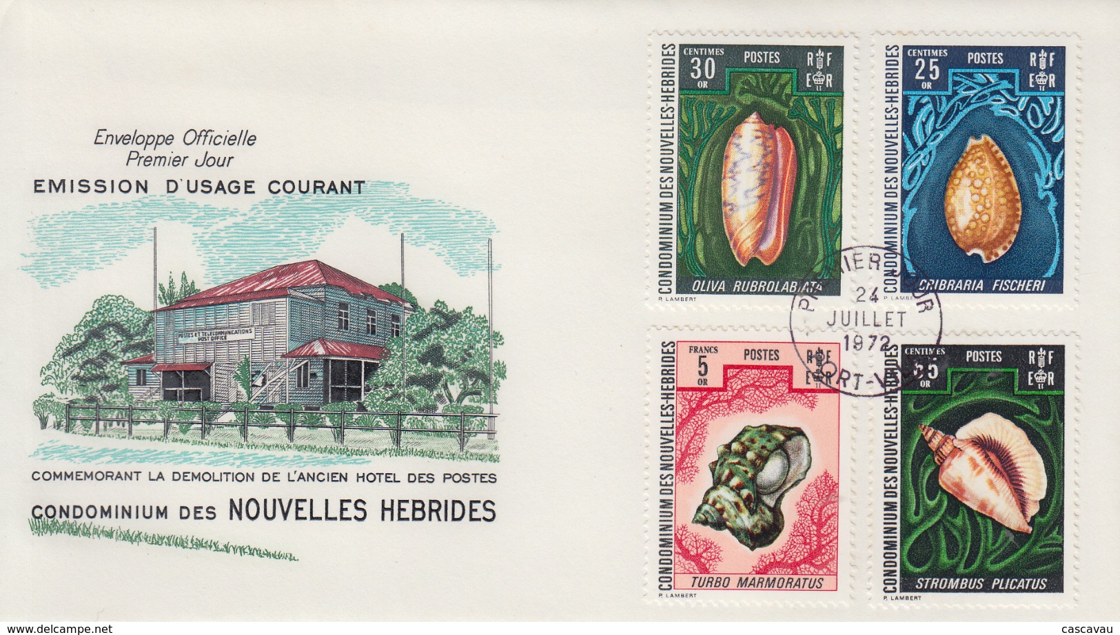 Enveloppe  FDC  1er Jour   NOUVELLES  HEBRIDES   Coquillages  1972 - FDC