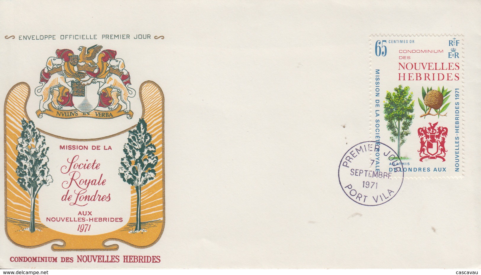 Enveloppe  FDC  1er Jour   NOUVELLES  HEBRIDES    Expédition  De  La   ROYALE  SOCIETY   1971 - FDC