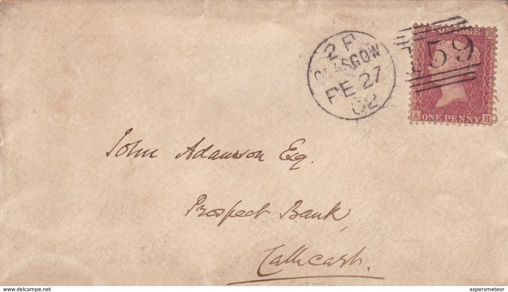 ENGLAND ENVELOPPE CIRCULEE DE GLASGOW A CATHCART. ANNEE 1882, ONE PENNY  -LILHU - Other & Unclassified