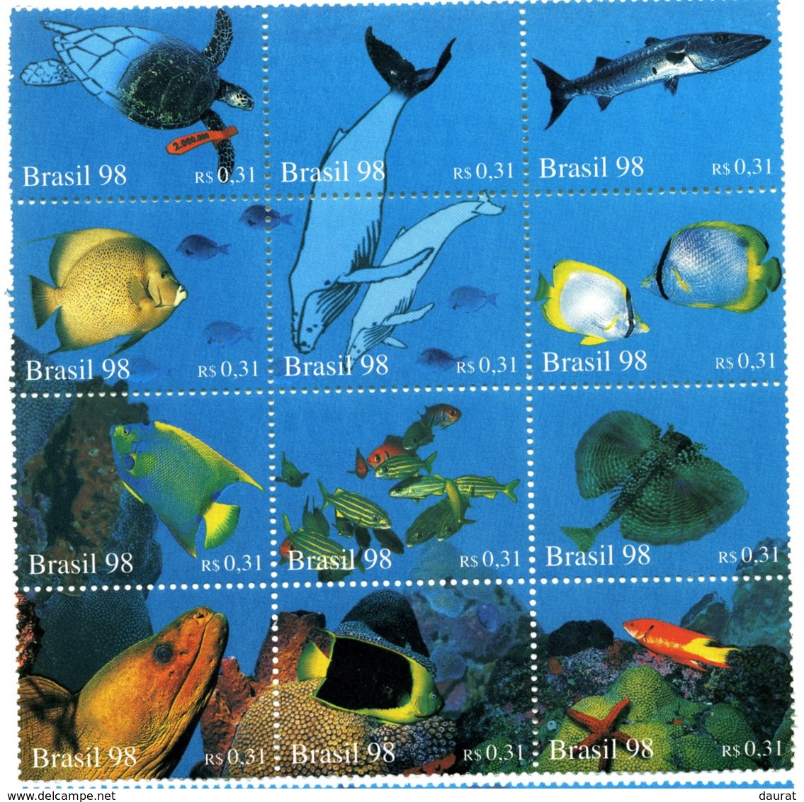 1998 Brésil Y&T N° 2400-2423** (sauf 2421) - Fishes