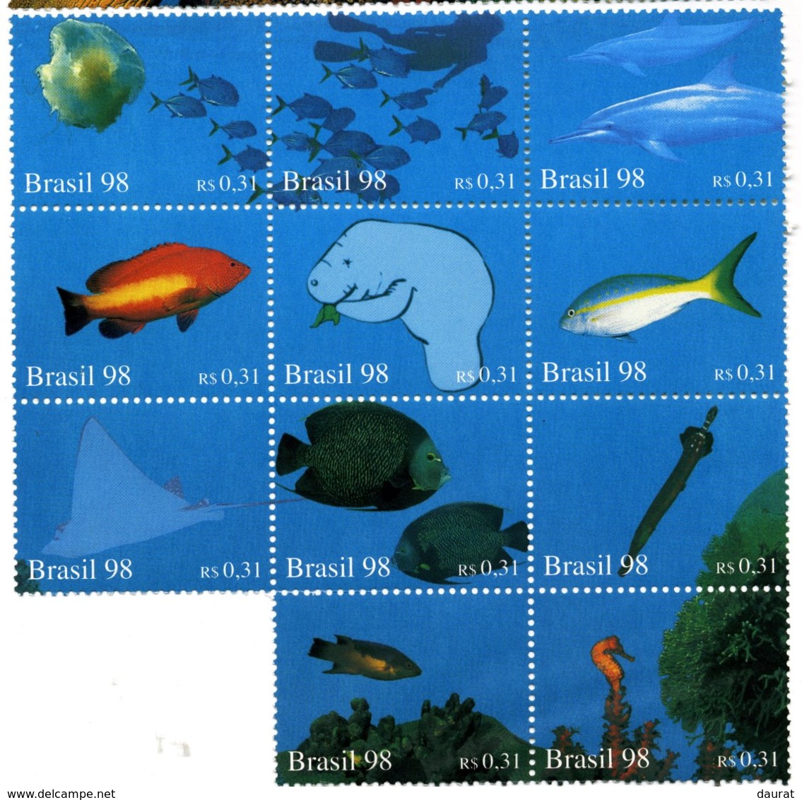 1998 Brésil Y&T N° 2400-2423** (sauf 2421) - Fische