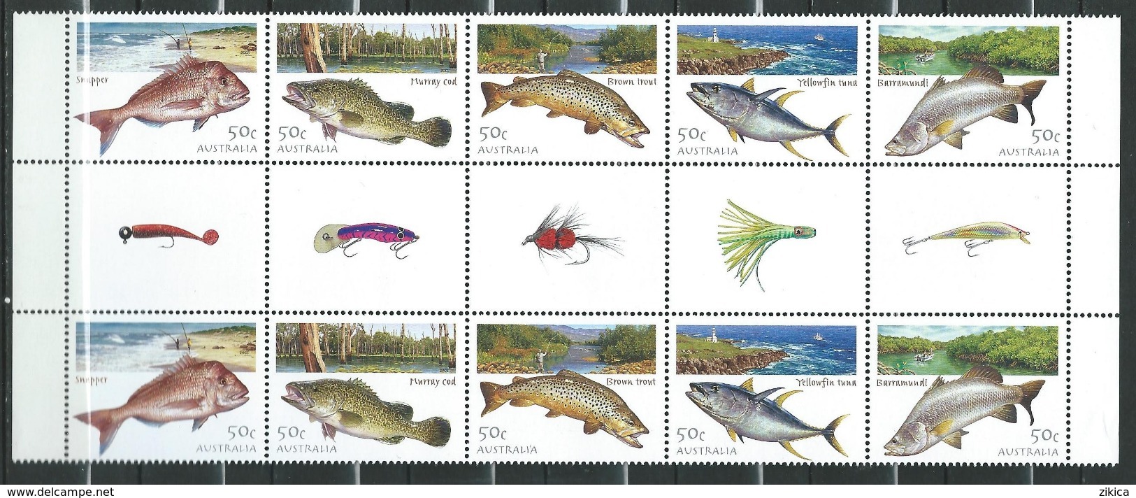 Australia 2003 Fish.Fishing In Australia. Lighthouses. Block Of 10 With Decorative Labels MNH - Mint Stamps