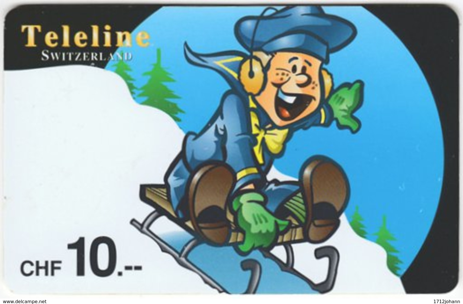 SWITZERLAND D-070 Prepaid Teleline - Cartoon, Winter - Used - Schweiz