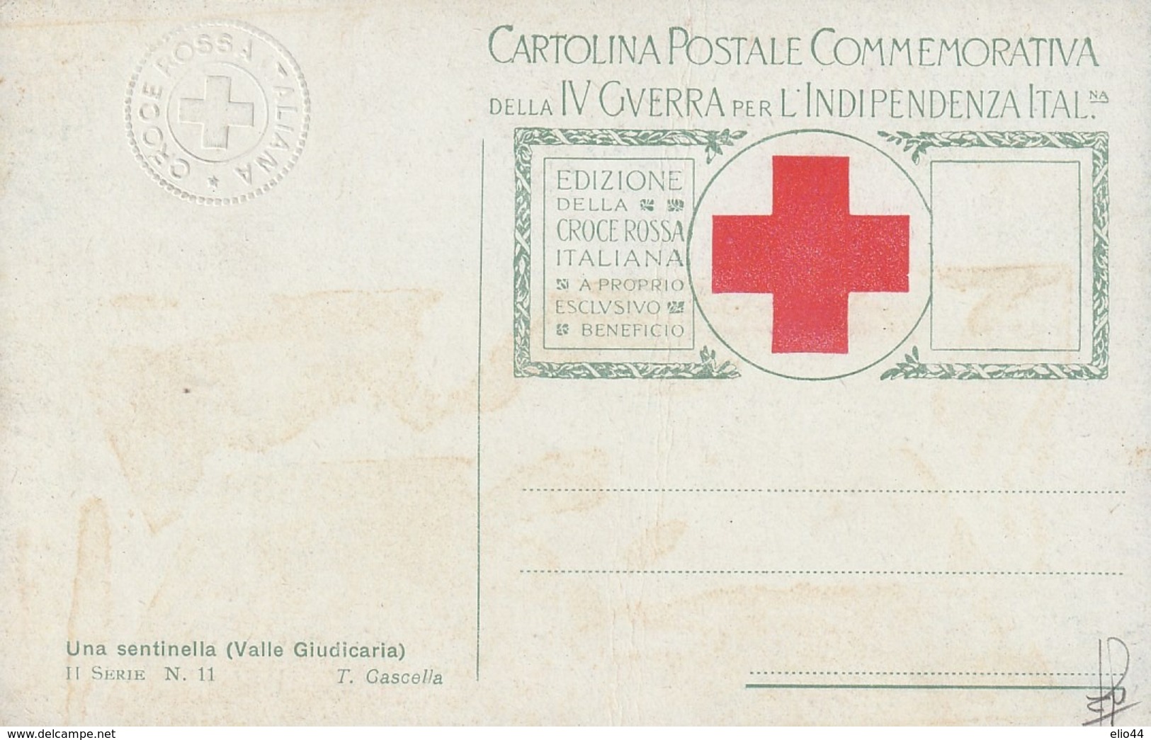 Tematica - Croce Rossa - C.P. Commemor. IV° Guerra Per L'Indipendenza Ital.- "Una Sentinella" - - Cruz Roja