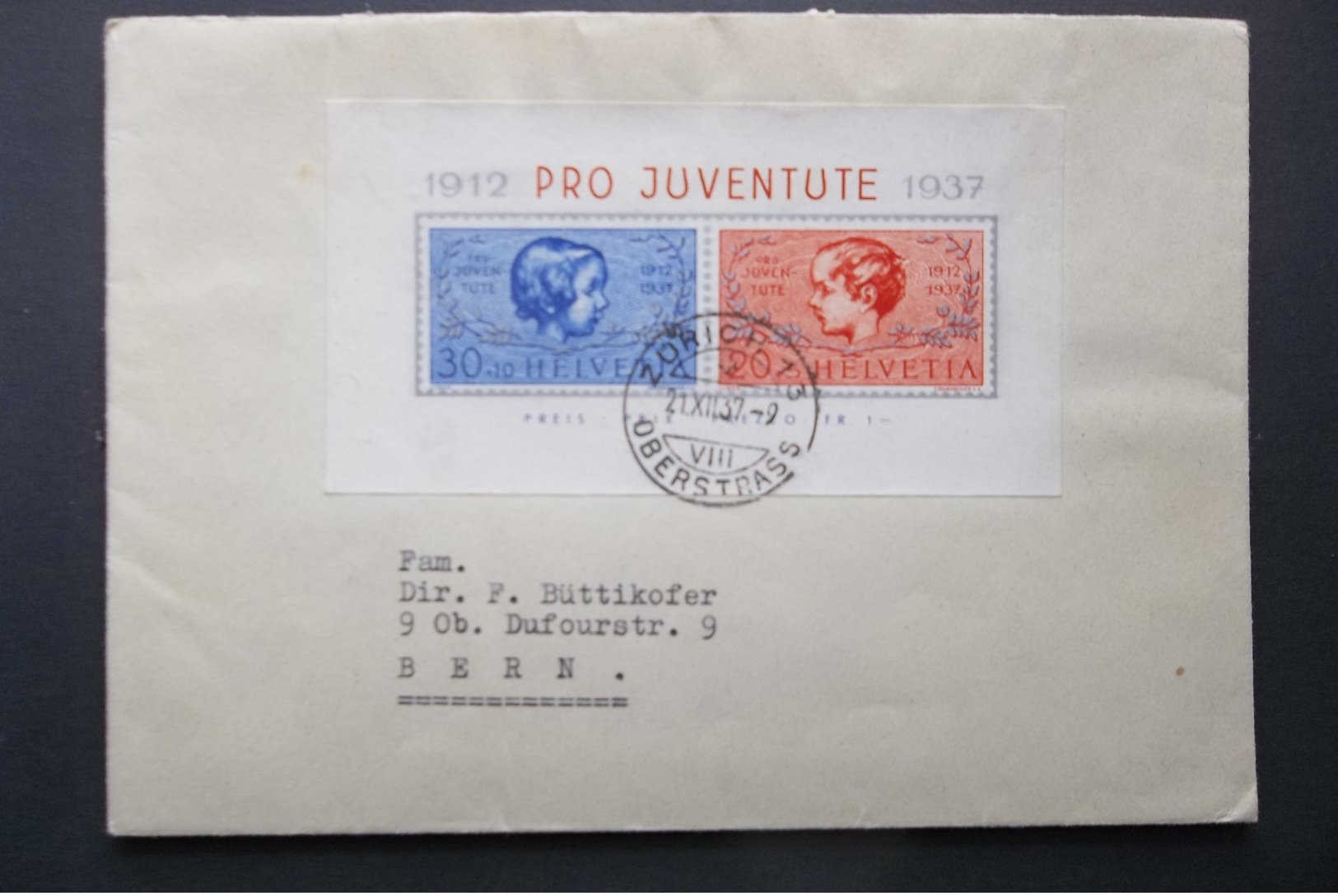 Helvetia: 1937 S/S Cover To Bern (#KV2) - Briefe U. Dokumente