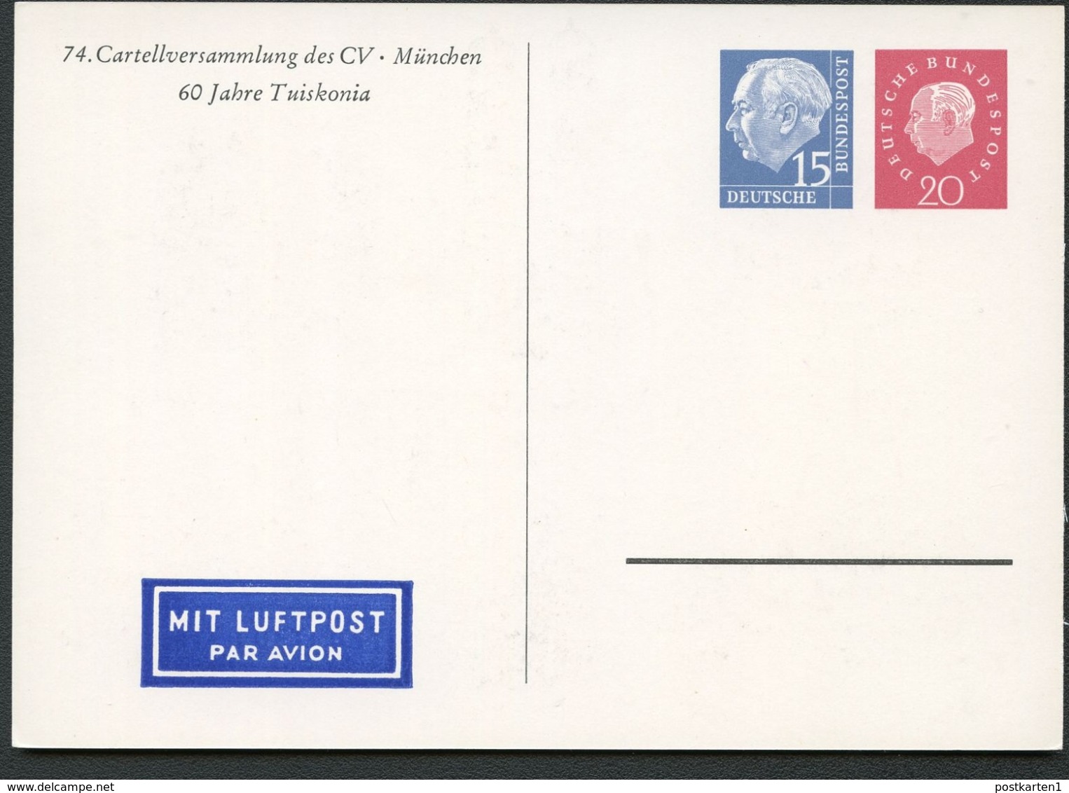 Bund PP21 D2/001 CARTELLVERSAMMLUNG MÜNCHEN 1960  NGK 24,00 € - Cartes Postales Privées - Neuves