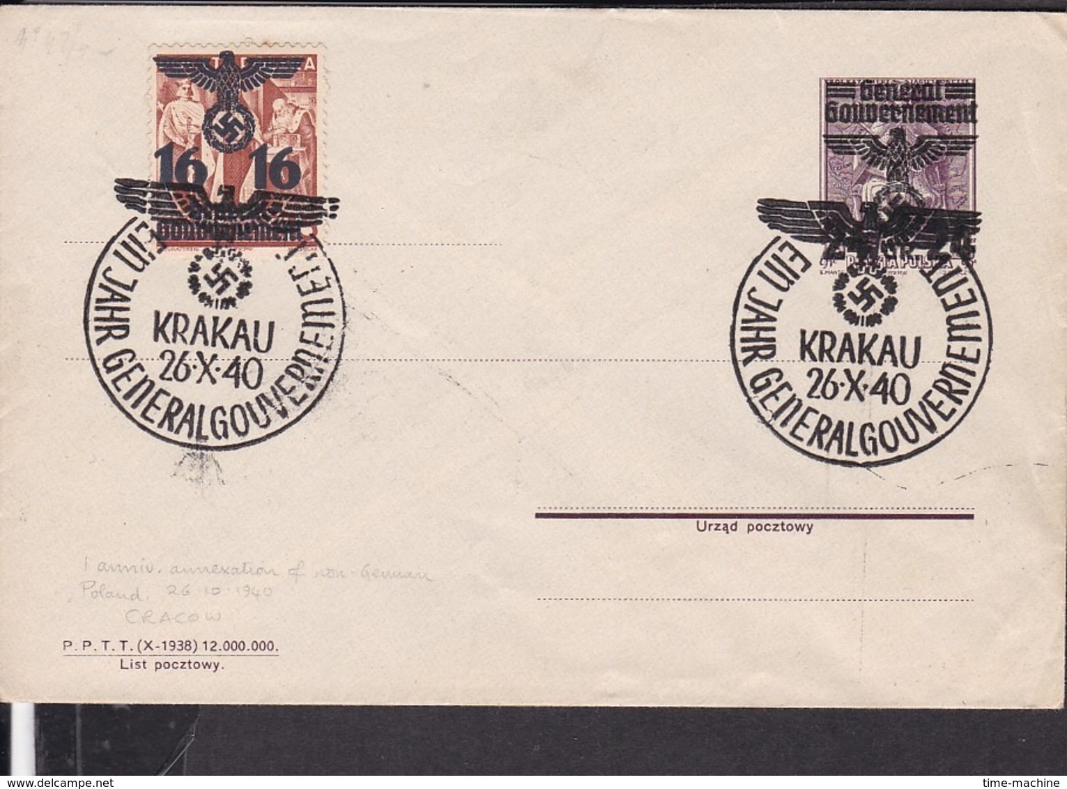 Ganzsache Generalgouvernement  Umschlag Sonderstempel Krakau 1940 - Briefe U. Dokumente