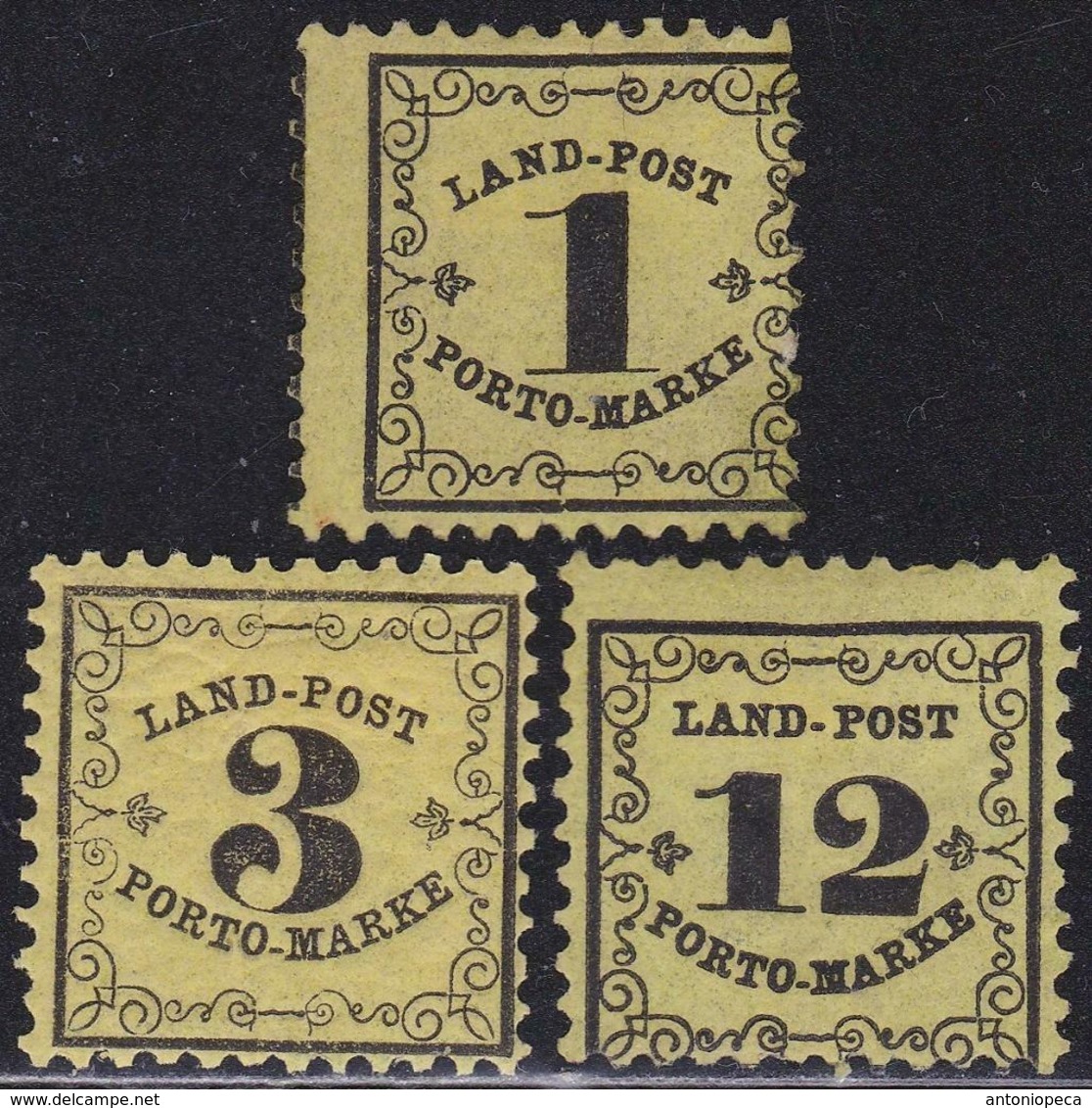 GERMAN STATES BADEN 1862 Postage Due Set Of 3v MH Unif. 1/3 - Postfris