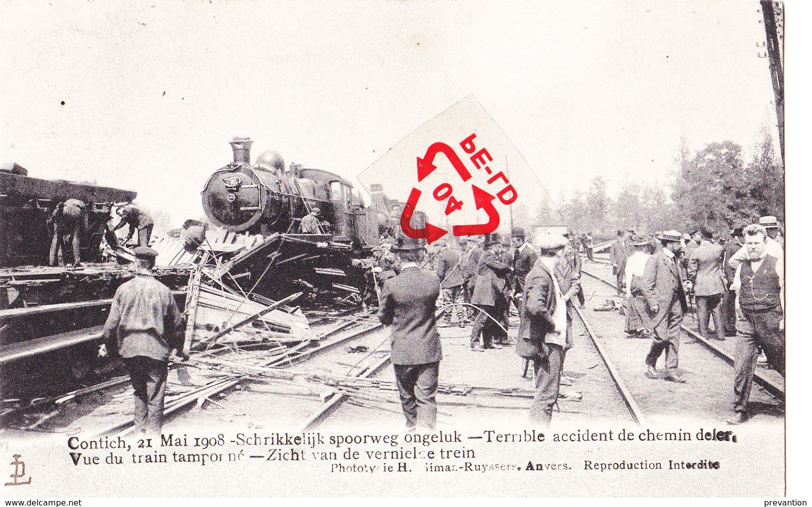 KONTICH - CONTICH - 21 Mai 1908 - Schrikkelijk Spoorweg Ongeluk - Zicht Van De Vernielde Trein - Kontich