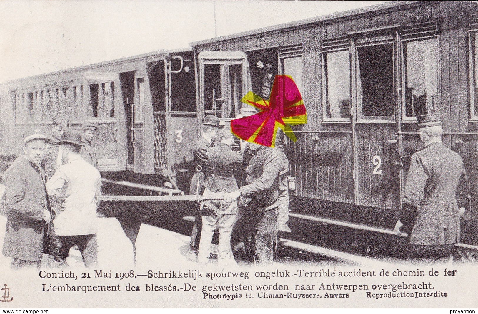 KONTICH - CONTICH - 21 Mai 1908 - Schrikkelijk Spoorweg Ongeluk - De Gekwesten Worden Naar Antwerpen Overgebracht - Kontich