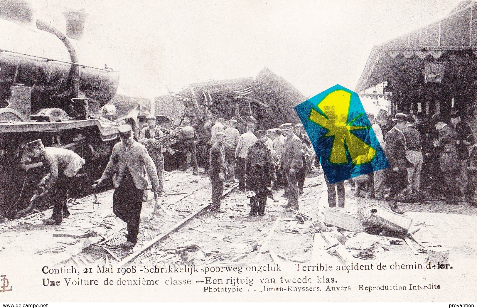 KONTICH - CONTICH - 21 Mai 1908 - Schrikkelijk Spoorweg Ongeluk - Een Rijtuig Van Tweede Klas - Kontich