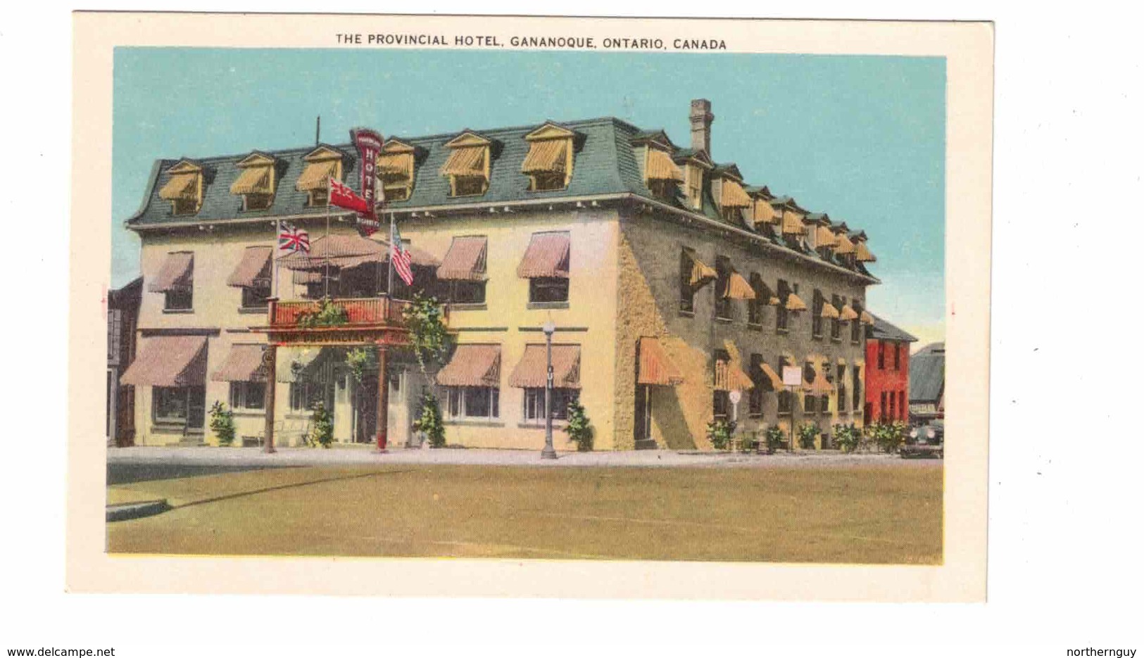 GANANOQUE, Ontario, Canada, The Provincial Hotel, Old WB Postcard, Leeds County - Gananoque