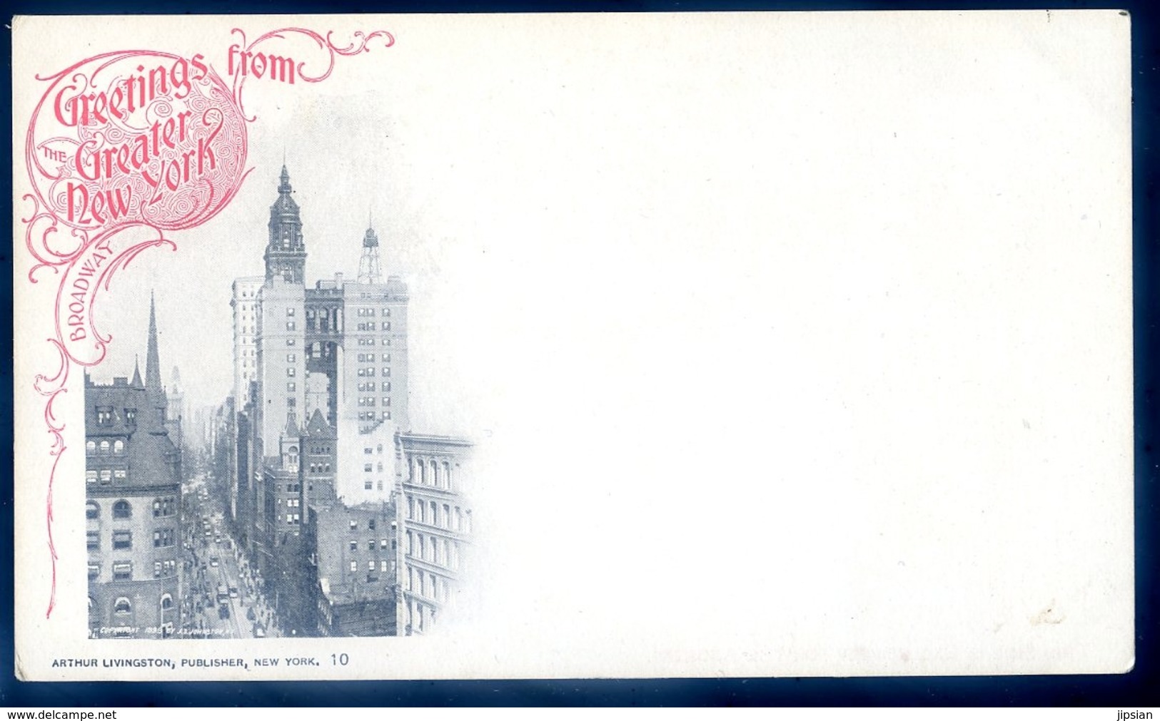 Cpa USA Private Mailing Card Greetings From Greater New York Broadway - Arthur Livingston Publisher New York    LZ89 - Broadway