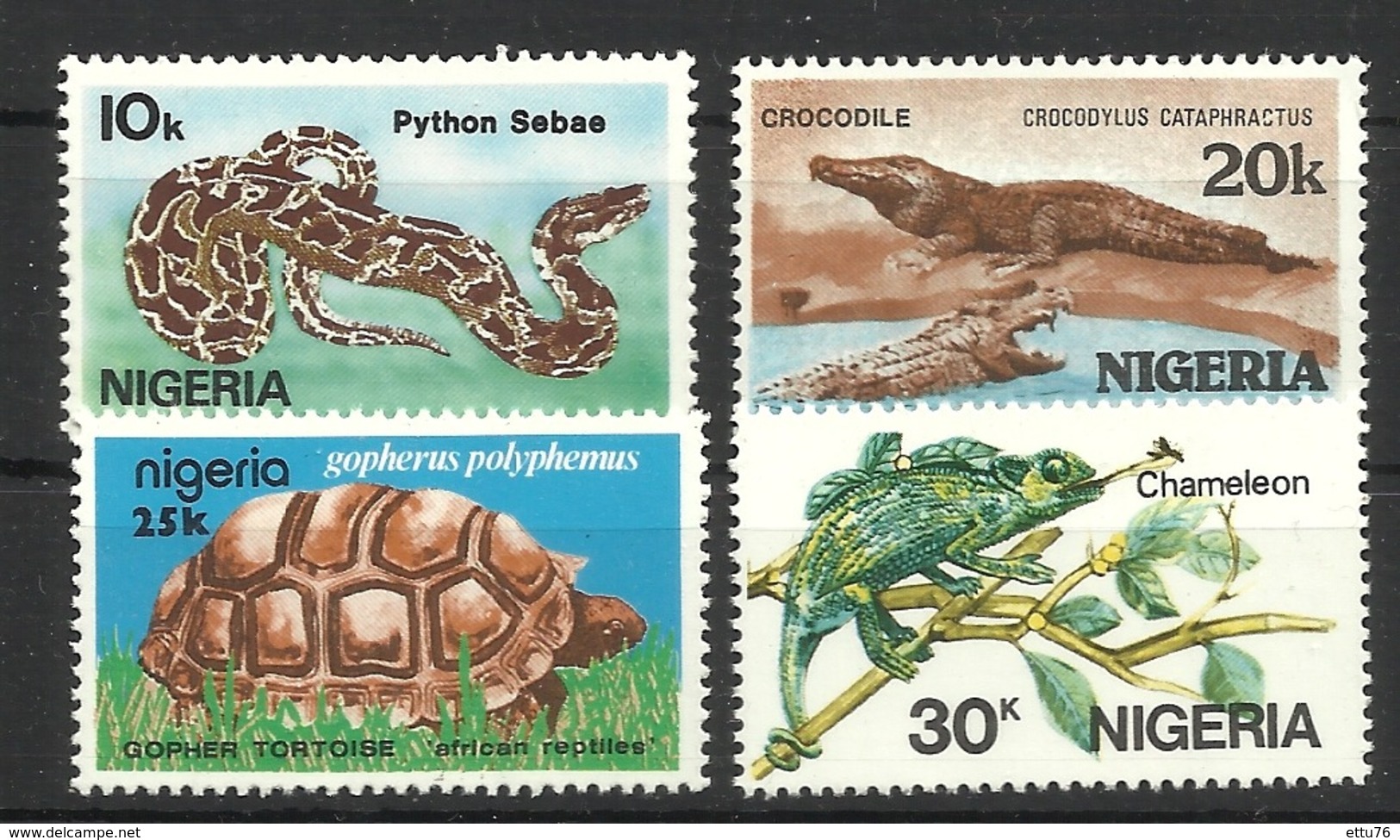 NIGERIA  1986  REPTILES,TURTLE,SNAKE,CROCODILE,CHAMELION  SET MNH - Other & Unclassified