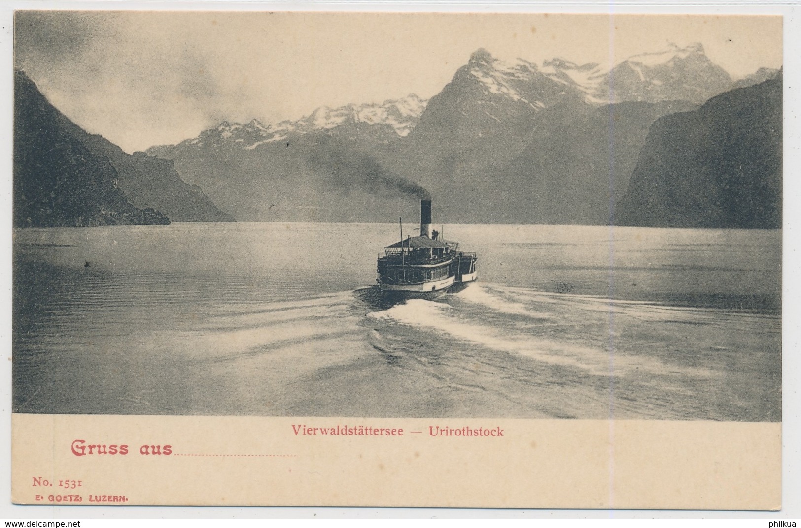 Vierwaldstättersee Mit Dampfschiff - Uristock - Karte No 1531 Von Götz Luzerrn - Wald