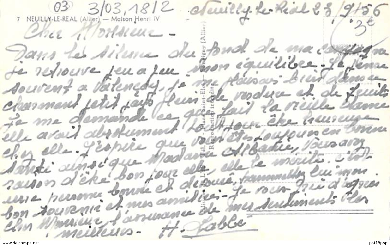 03 - NEUILLY Le REAL : Maison D'Henri IV -  CPSM Village (1.460 Habitants) Format CPA 1956 - Allier - Altri & Non Classificati