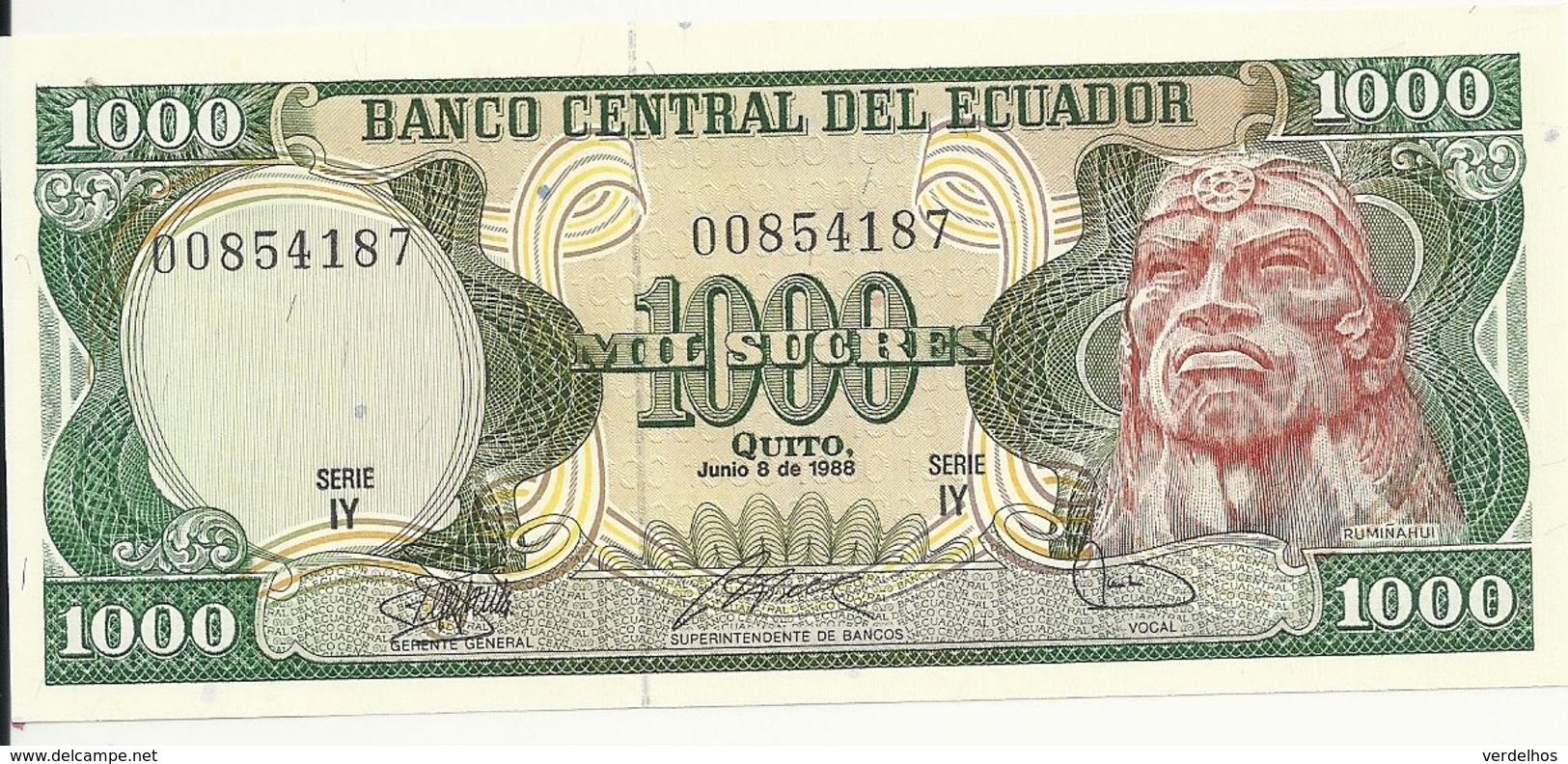 EQUATEUR 1000 SUCRES 1988 UNC P 125 B - Ecuador