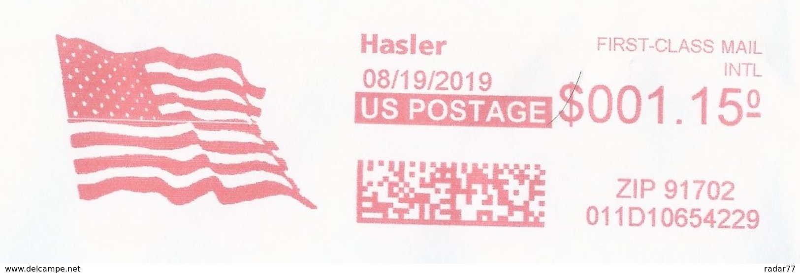Etats-Unis EMA Hasler Type IM Illustrée Drapeau Américain - Marcophilie