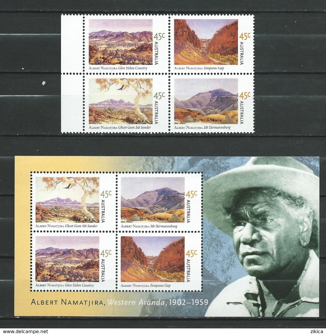 Australia 2002 The 100th Anniversary Of The Birth Of Albert Namatjira.stamps And S/S.Mint.MNH - Mint Stamps